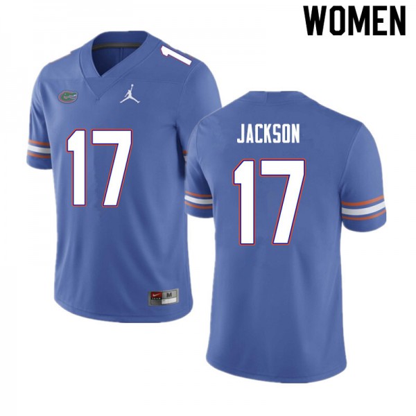 Women #17 Kahleil Jackson Florida Gators College Football Jersey Blue